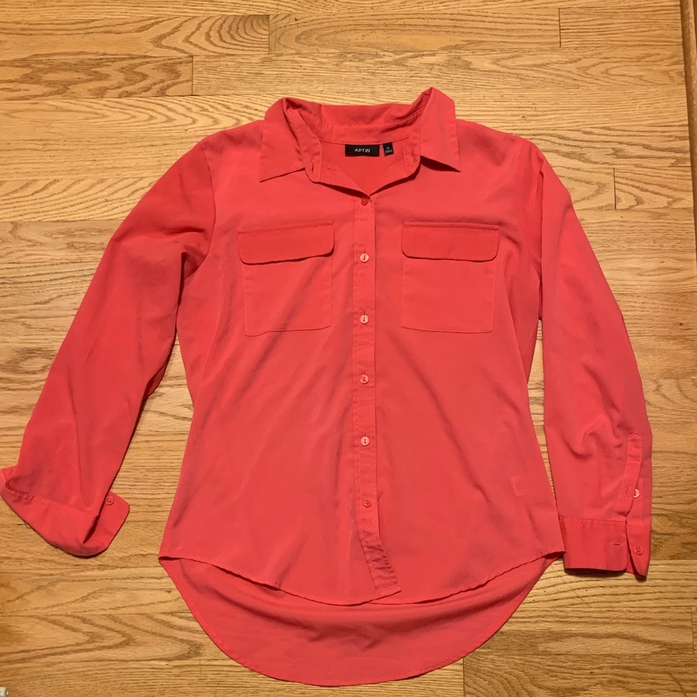 Pink button up blouse
